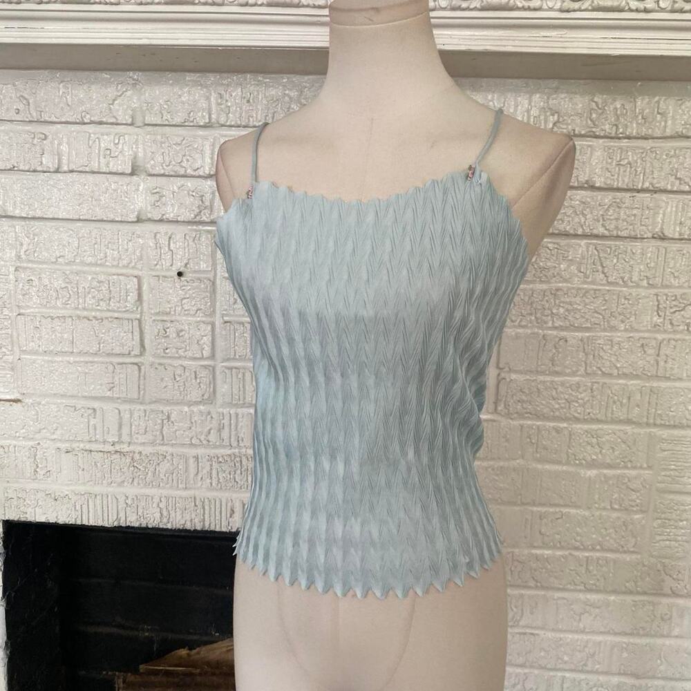 Vintage 80s90s blue pleated cami top